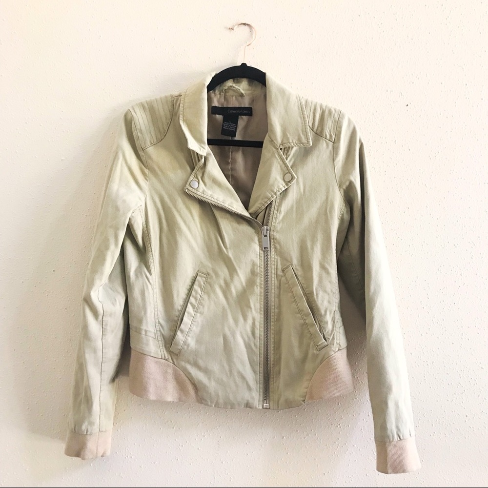 Khaki Calvin Klein Moto Jacket